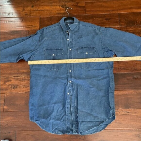Polo Ralph Lauren oversized 100% linen navy long sleeve shirt M - Picture 5 of 11